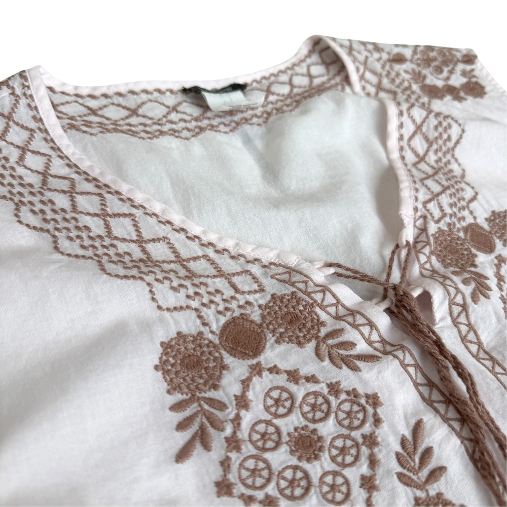 J.Crew Embroidered Boho Sleeveless Top Women Small Tassel Tie Ethereal Festival
